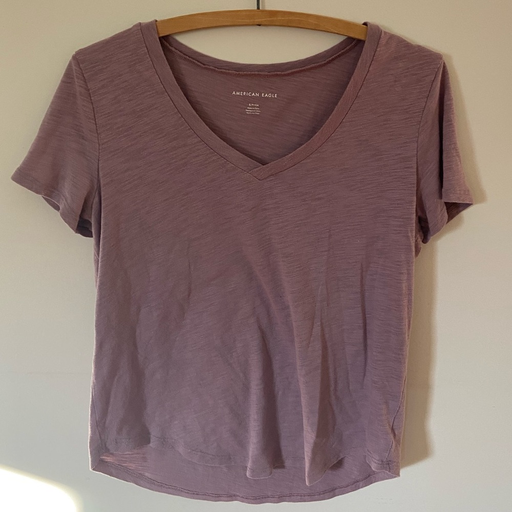 Cropped American eagle v neck tee